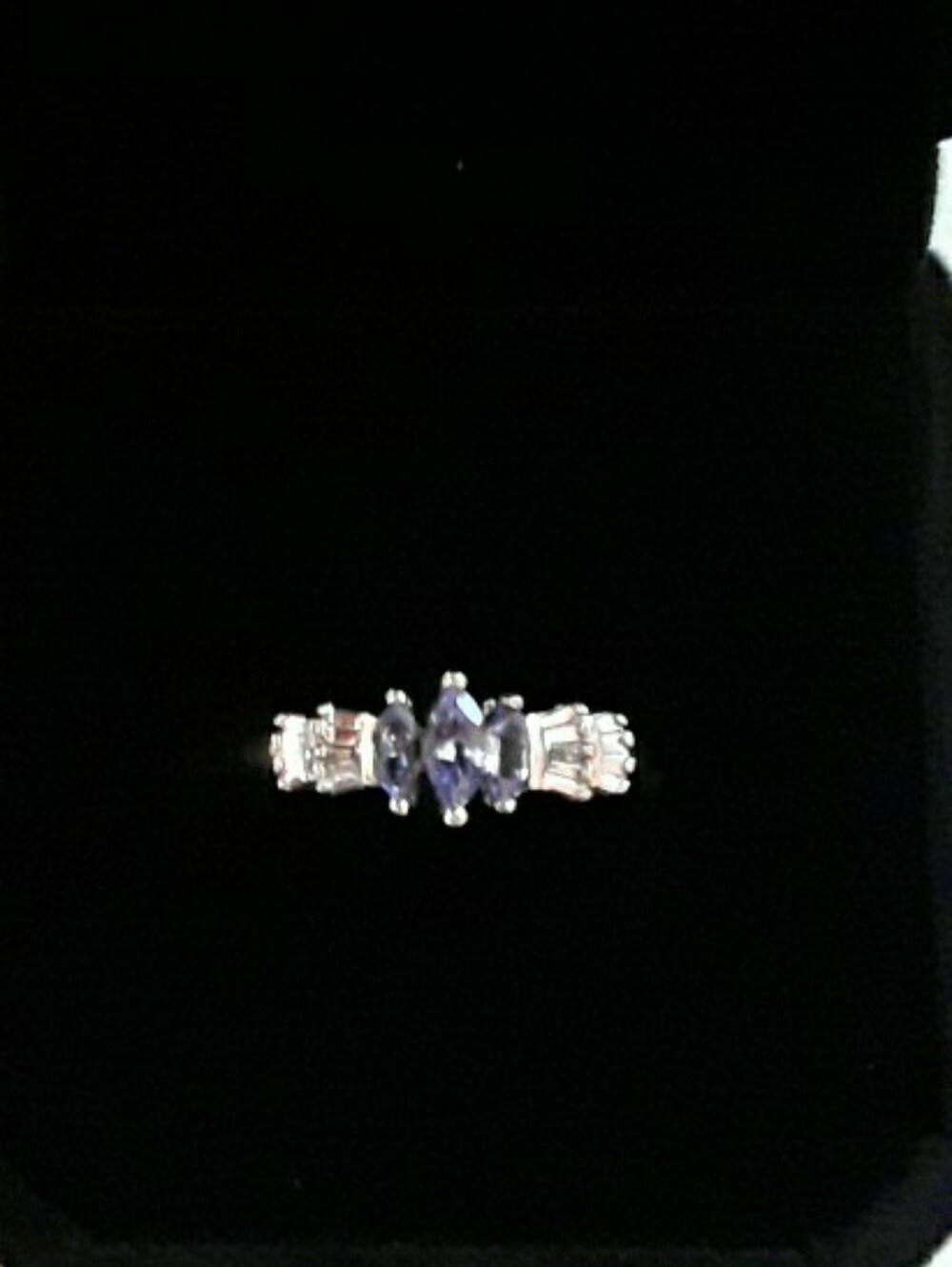 10k solid white gold Tanzanite and diamond ring